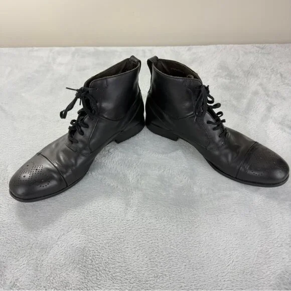 John Varvatos Men's Size 9.5 US Black Leather Wingtip Ankle Boots Made in China
